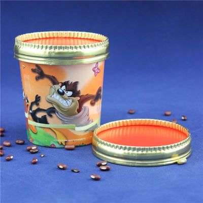 PE επικαλυμμένο παγωτό χάρτινο φλιτζάνι με κάλυμμα πλαστικό κουτάλι διπλή τοιχώδης συσκευασία