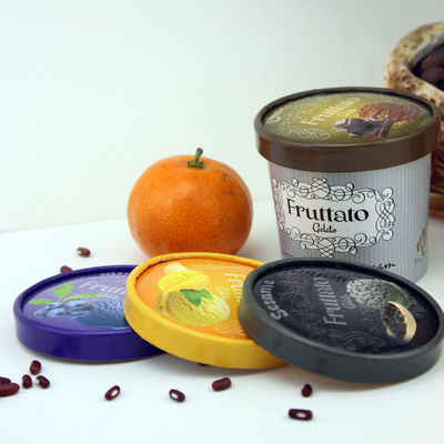 PE επικαλυμμένο παγωτό χάρτινο φλιτζάνι με κάλυμμα πλαστικό κουτάλι διπλή τοιχώδης συσκευασία