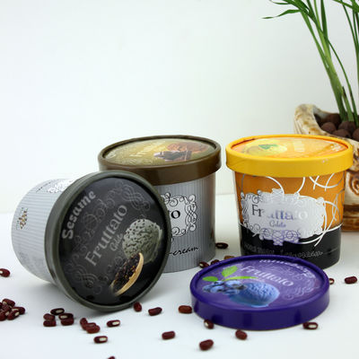 PE επικαλυμμένο παγωτό χάρτινο φλιτζάνι με κάλυμμα πλαστικό κουτάλι διπλή τοιχώδης συσκευασία