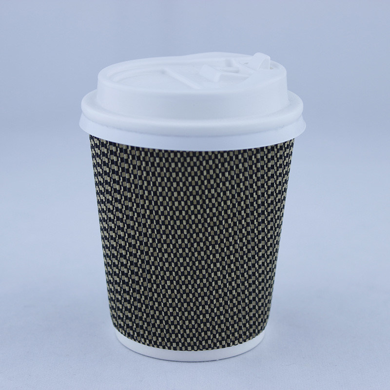 Διαλύσιμο 12 ουγκιές Double Wall Hot Cup, Τυπωμένο Kraft Ripple Wall Paper Cup